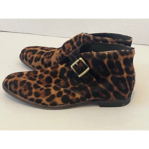 Women's JOHNSTON & MURPHY Pony Hair Cheetah print Ankle Booties Boots Sz 8M - Picture 2 of 9